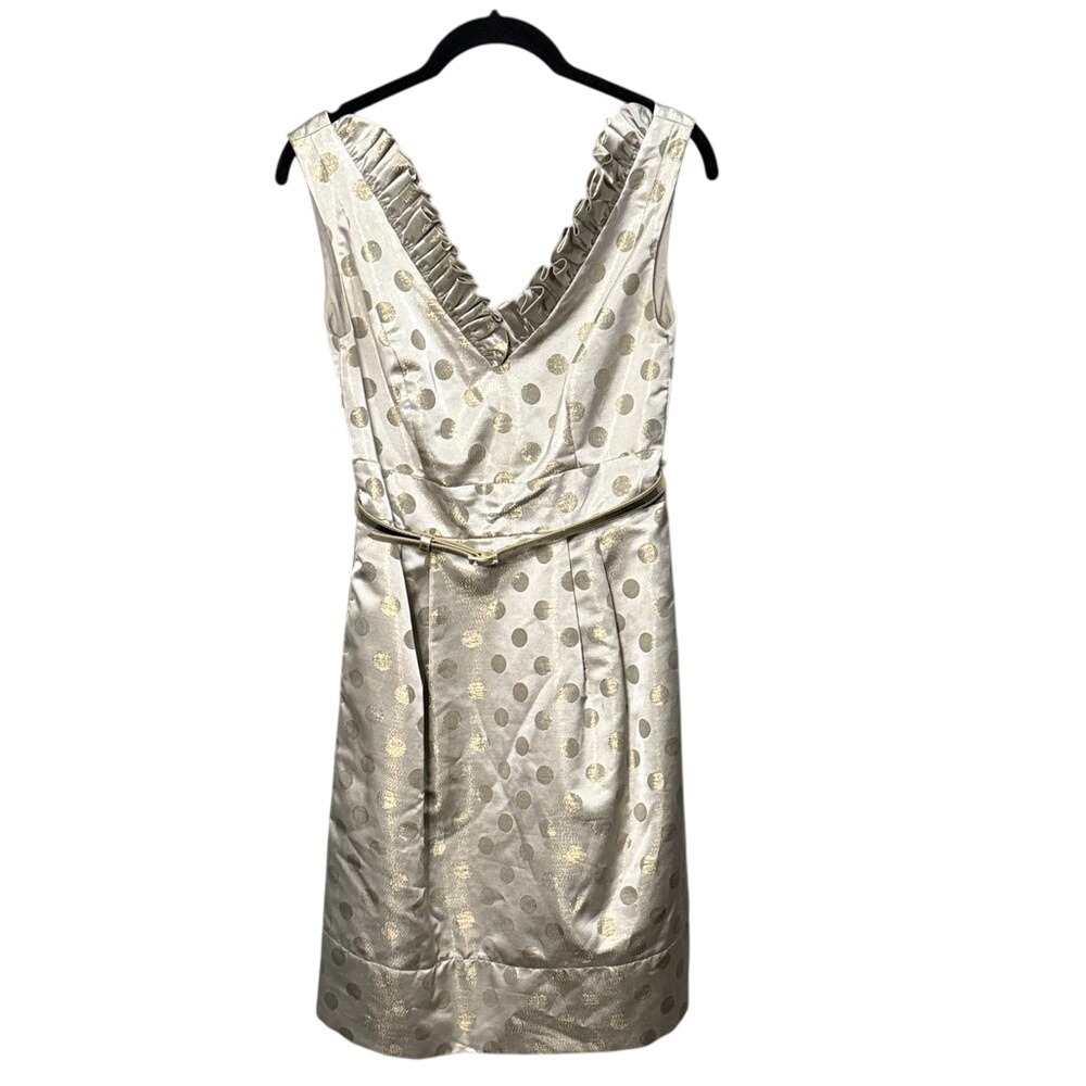 Eliza J Gold Polka Dot Party‎ Dress Sleeveless Cocktail Wedding Guest Size 4